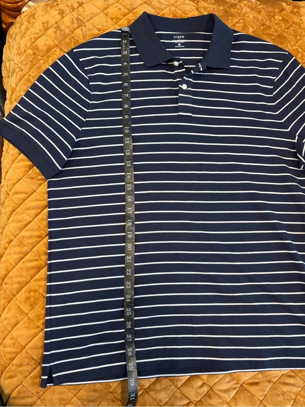 J. Crew Navy and White Striped Polo